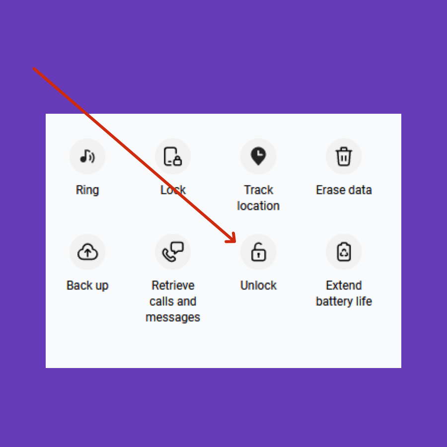 select unlock in samsung find my mobile