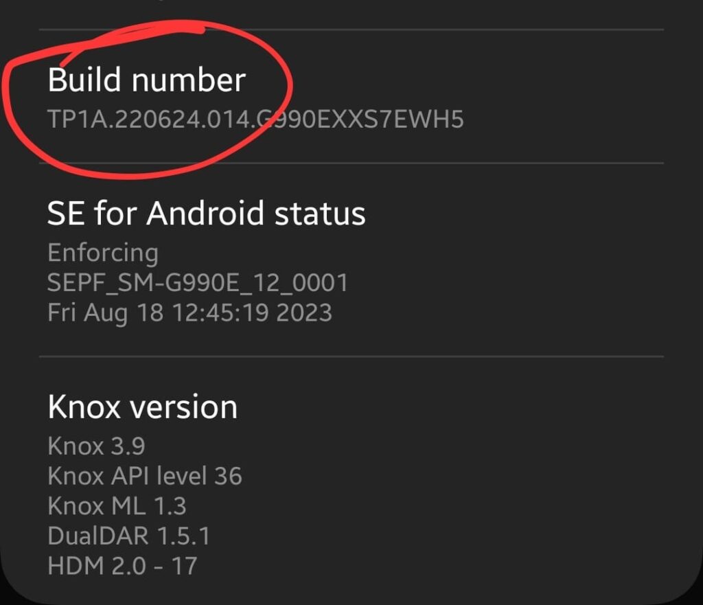 tap on build number to enable developer options